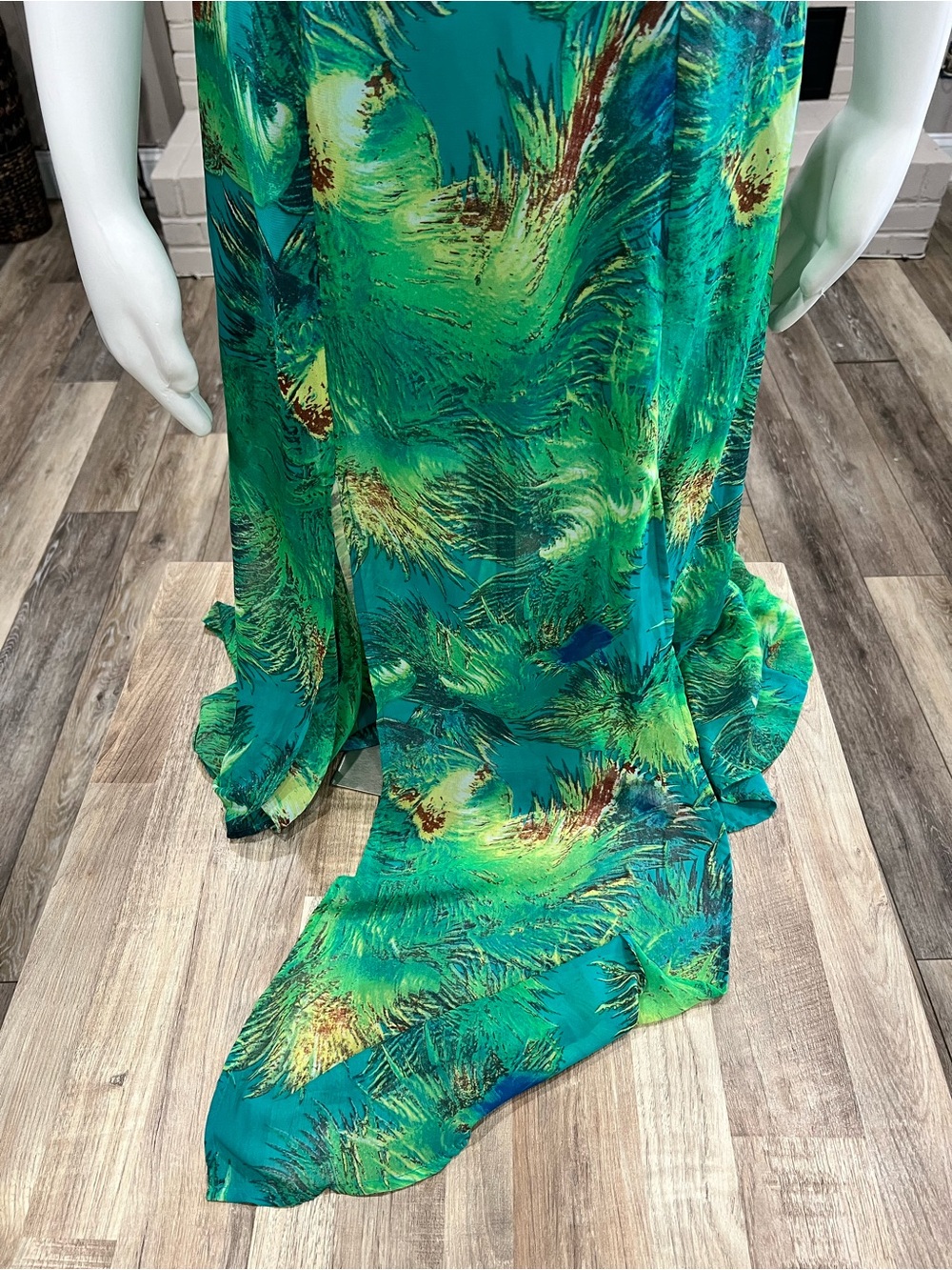 Lulu's Tropical Green Strapless Halter Gown - Picture 3 of 14